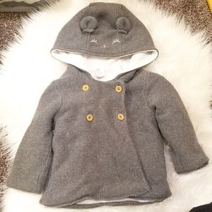 Knit and fleece grey animal hood jacket
